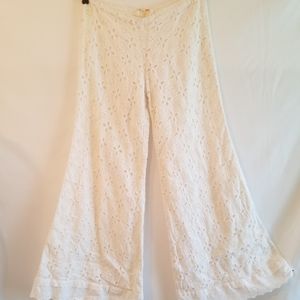 Free People White Lace Eyelet Pants